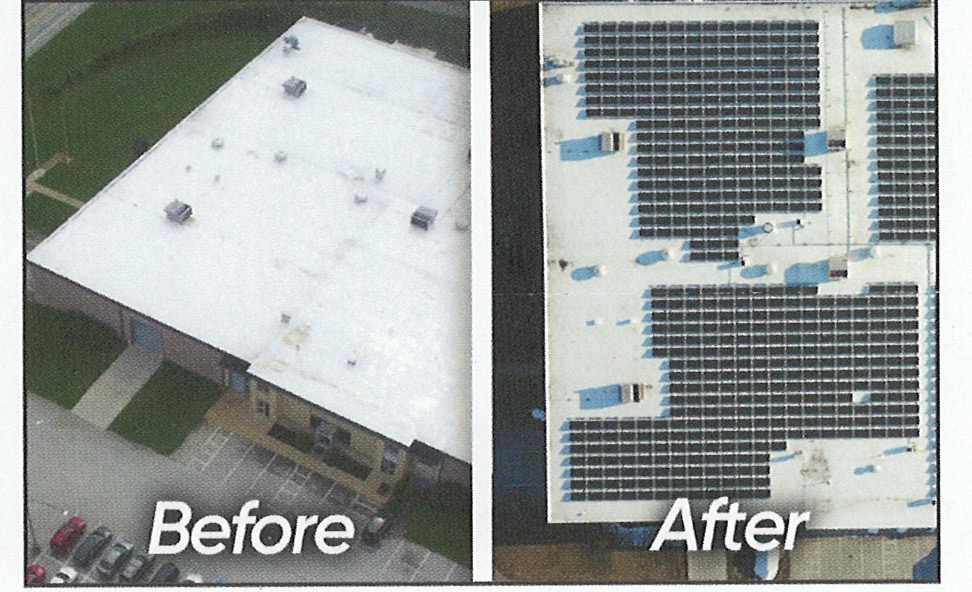 Before and after: new rooftop equipment added to a warranted roof